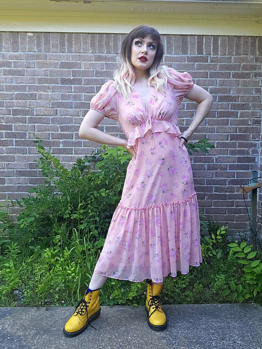 LoveShackFancy X Target Pink Floral Romantic Ruffle Midi Dress Size 6